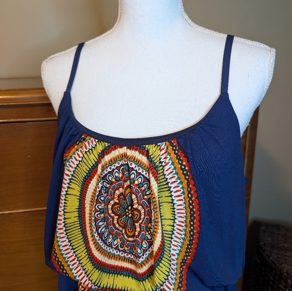 Maurices Bohemian Pattern Blue Strappy Dress Size XL - Picture 2 of 10
